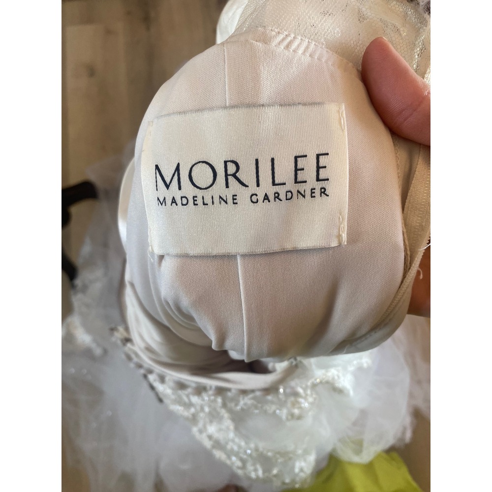 Morilee Madeline Gardner NWT Floral Tulle Wedding Dress V-Neck Cathedral Train 4 - Picture 7 of 16